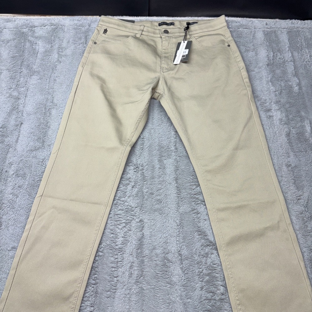 French Connection slim straight-cut Men's pants FC104TX. 36x30 Stone Color NWT